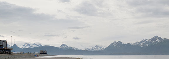 The view of Kachemak Bay State Park as seen from the Homer Spit in Homer, Alaska.