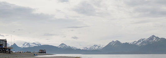 The view of Kachemak Bay State Park as seen from the Homer Spit in Homer, Alaska.