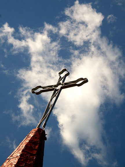A photo of a chapel steeple in Ontario, Canada