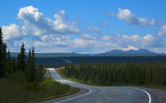 Lone trucker on the open highway in Alaska photo