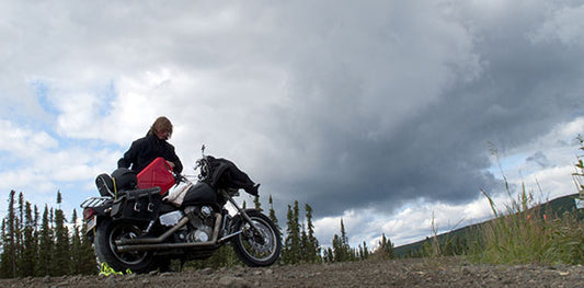 Refilling my 1995 Honda Shadow motorcycle along the Dalton Highway (a.k.a. Alaska's Haul Road)