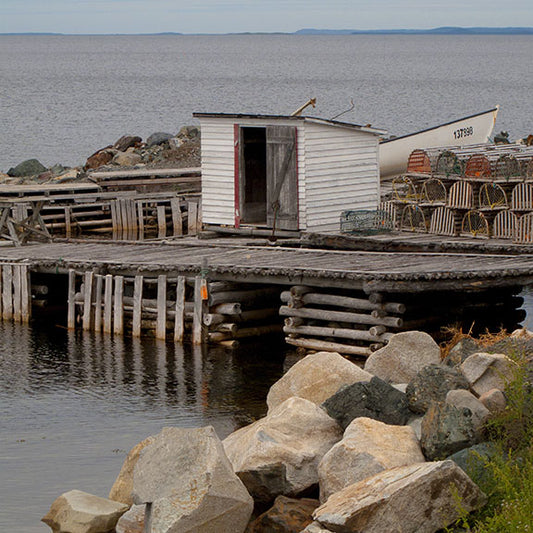 Lobster traps at a fisherman's hut in Newfoundland, Canada