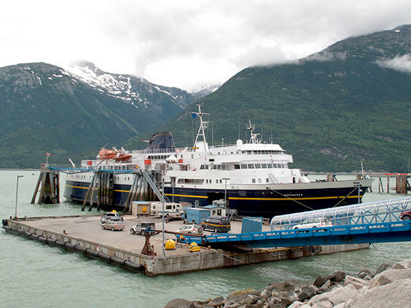 The M/V Matanuska ferry, which is named for the Matanuska Glacier in the Chugach Mountains, transported photographer Geoffrey Kula and his 1995 Honda Shadow VT1100 motorcycle from Skagway, Alaska to Haines, Alaska