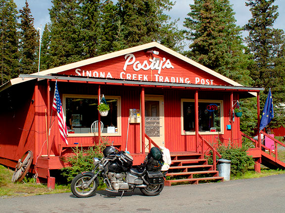 Posty’s Sinona Creek Trading Post in Chistochina, Alaska, is a great place for any motorcycle adventurer to stop and stretch their legs